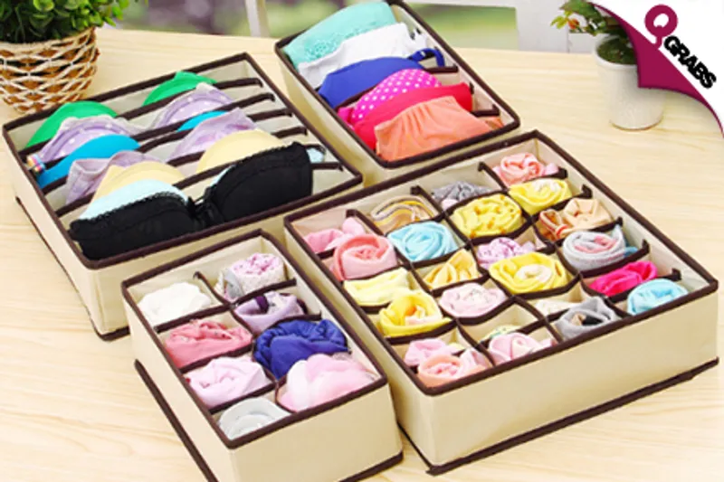 From QR35 Get a Set of 4 Foldable Storage Boxes for Your Socks, Gloves, Ties, Inner wear Etc! (Up to QR110 Value)